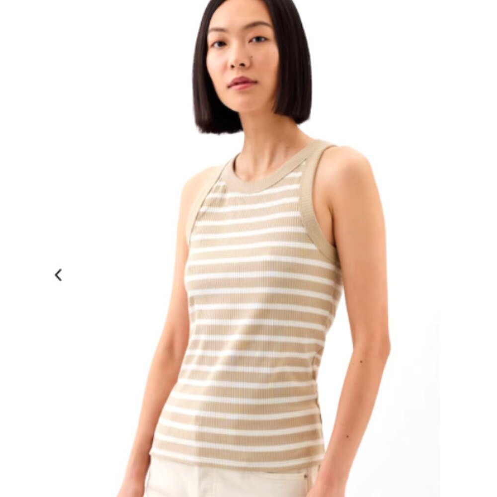 NWT Gap Ribbed High Neck Striped Tank Top, Size: S
